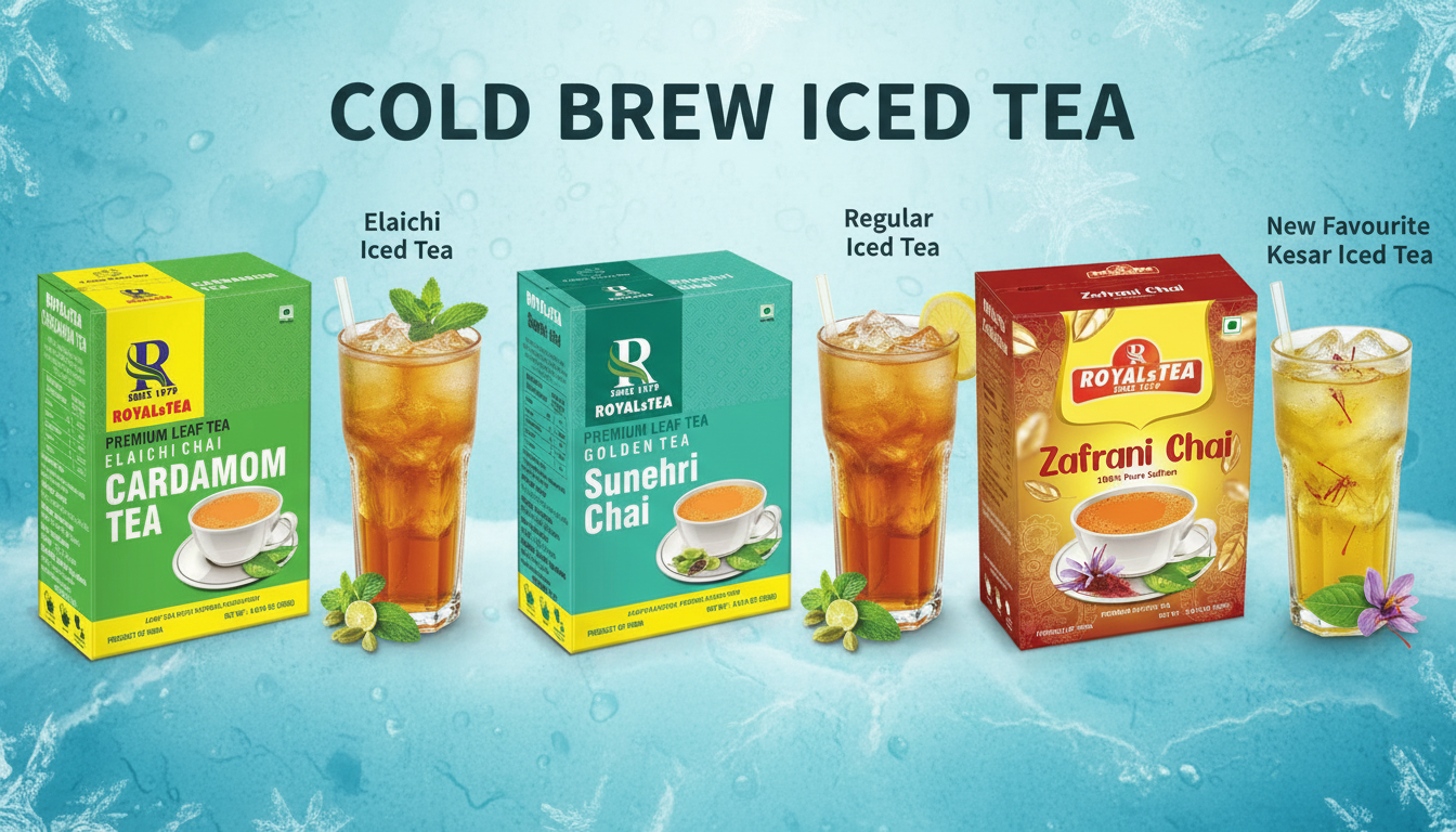 ROYALsTEA Iced Tea | Assam Blend | Classy Summer Drink | Refreshing Summer Drink | No Preservatives | Enriched with Vitamin C | Easy to Make |Elaichi,Regular & Kesar Flavour | 250 grms -ELAICHI CHAI/ SUNEHRI CHAI/ KESAR TEA COMBO PACK ICED TEA - Image 4